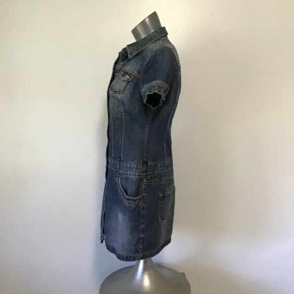 Esprit Short Sleeve Drop Waist Denim Mini Dress Size 8 - Picture 7 of 14